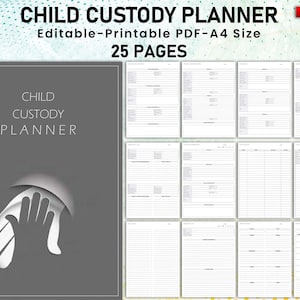 Child custody binder, Custody planner printable, co-parenting organizer, custody schedule template, family planner, child visitation tracker