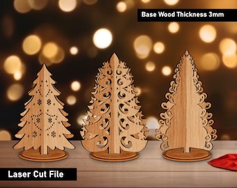 Standing Trees Christmas Svg, Snowflake Svg, Standing Christmas Trees 3D Lasercut, Digital Craft Hanging templates,Glowforge, Tree Decor Svg
