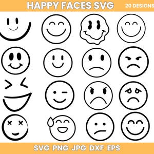 Smiley Face Svg Bundle, Emoji Svg Bundle, Happy Face Svg, Smiley Face Svg for Hoodie,  Happy Face Svg, Emoji Svg, Smile Sign Svg, Trendy Svg