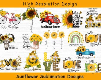 Sunflower sublimation design, Sunflower PNG Bundle,Sunflower Quotes Png,Sunflower Design Png,Positive Quotes Png, Sunshine Png,Retro Flowers
