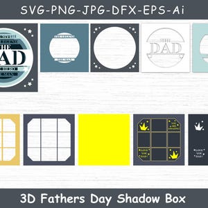 Boîte d'ombre de fête des pères, boîte d'ombre de papa 3D avec des noms personnalisés, meilleur papa jamais fichiers SVG de boîte d'ombre pour des projets de Cricut, cadeau pour papa
