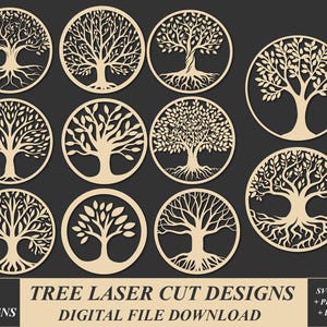 Boom lasergesneden Svg-bestanden, vectorbestanden voor hout lasersnijden, boom lasergesneden, lasergesneden bestanden, lasergesneden boomontwerpen, boom svg-bundel