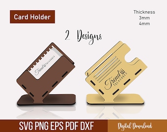 File SVG per porta biglietti da visita tagliati al laser, file per porta biglietti da scrivania, file CNC, modelli vettoriali, progetto laser, porta biglietti da regalo personalizzati in formato SVG.