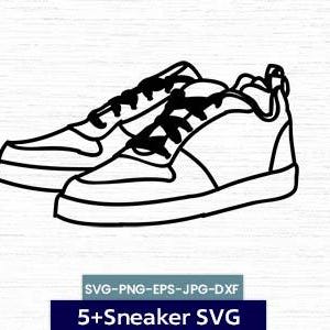 5 Sneaker Svg Bundle, Sneakers Svg, Running Shoes, Sneaker Clipart, Png for Sublimation, Basketball Shoes Svg Files for Cricut, Silhouette