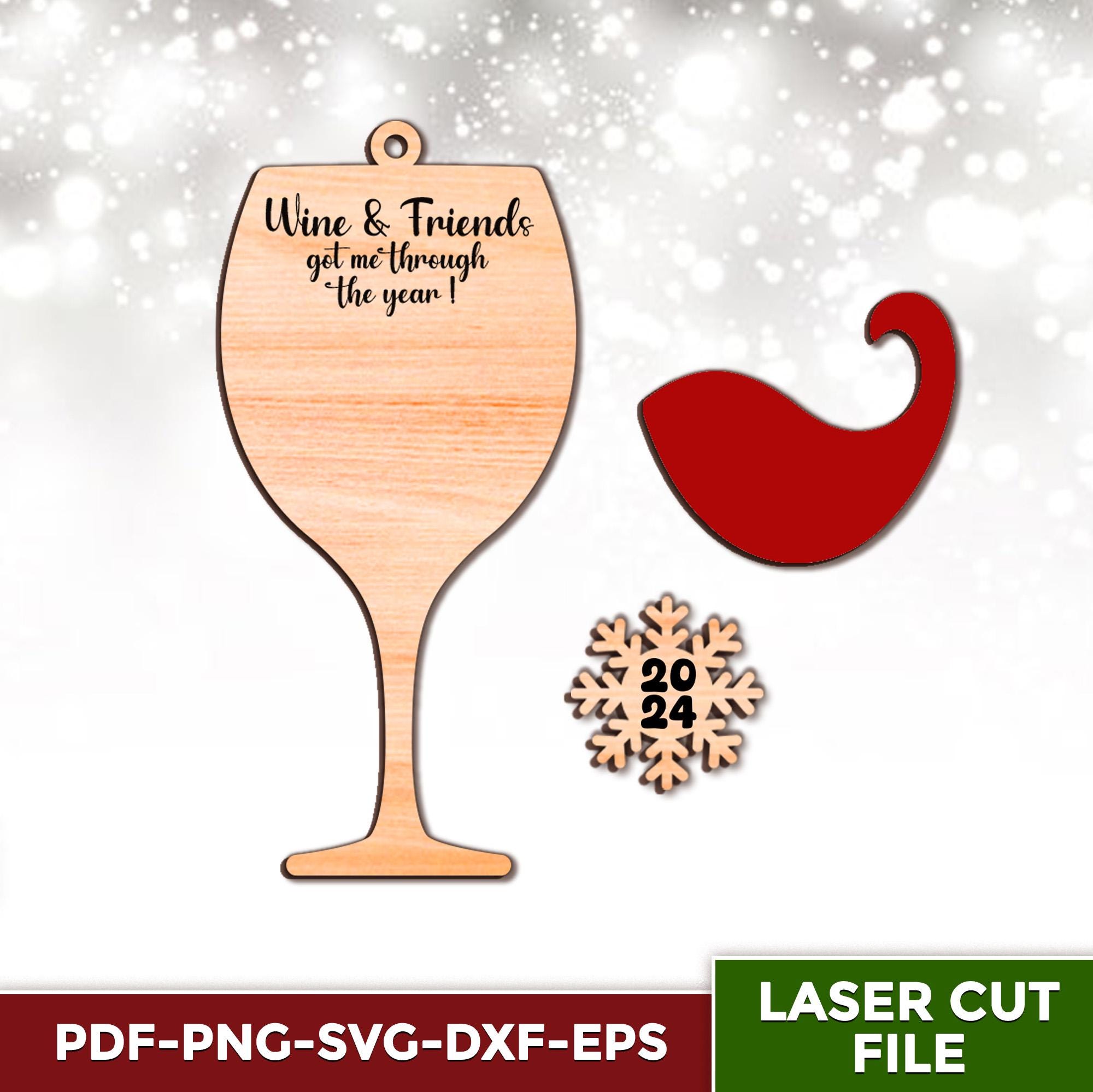 Wine Glass Ornament Svg, Wine Charms Svg, Glowforge, Svg Laser-ready ...