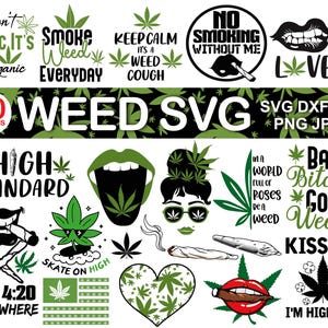Paquete de SVG de marihuana, paquete de SVG de marihuana, paquete de SVG de marihuana, paquete de PNG de marihuana, paquete de SVG de fumar, paquete de SVG de hoja de marihuana, SVG de citas de marihuana, SVG hippie para Cricut