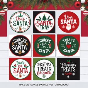Dear Santa Tray SVG bundel, Christmas Svg, Santa Tray Svg, Cookies voor Santa Svg, Carrot Svg Cricut, Santa Plate Svg, Santa Milk Cookies Svg.