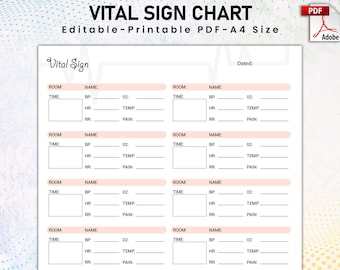 Comprehensive Vital Signs Tracker, Monitoring Vital Signs, Printable Vital Sign Chart, Vital Sign Log, Vital Sign Tracker, Vital sign Sheet