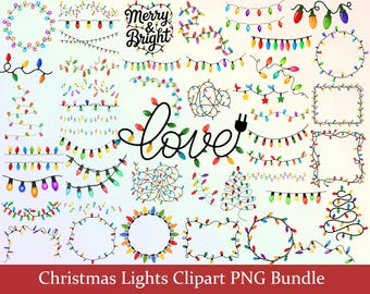 Christmas Lights PNG Clipart | Festive Holiday Lights PNG | Colorful String Lights Clipart | Christmas Decoration PNG Bundle
