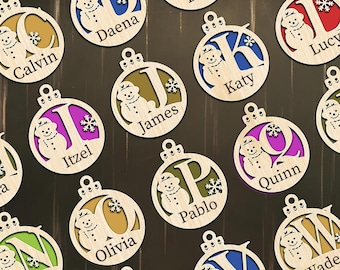 Christmas Alphabets Balls Svg, Christmas Ornaments Svg, Monogram Svg, Snowman Alphabets Svg, Snowman Svg, Laser Cut File, Glowforge, Cricut.