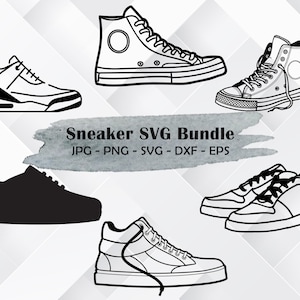 6 Sneaker Svg Bundle, Sneakers Svg, Running Shoes, Sneaker Clipart, Png for Sublimation, Basketball Shoes Svg Files for Cricut, Silhouette