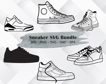 6 Sneaker Svg Bundle, Sneakers Svg, Running Shoes, Sneaker Clipart, Png for Sublimation, Basketball Shoes Svg Files for Cricut, Silhouette
