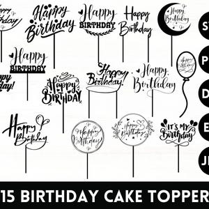 Toppers de bolo de feliz aniversário Svg, Moldura de coroa de círculo, Download digital Glowforge, topper de bolo de aniversário svg, decoração de festa de aniversário svg