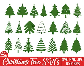 Paquete svg de árbol de Navidad, svg de Navidad, svg de árbol de Navidad, imágenes prediseñadas de Navidad, png de árbol de Navidad, Navidad digital, cricut, silueta, Dxf
