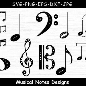 Muzikale svg's, muzieknoten SVG, muzieknoten png, muzieknoot, clipart, bundel, dxf, bestand knippen, bestanden snijden, cricut, silhouet, instant downloadbestanden
