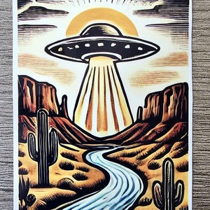 UFO In Desert Sticker