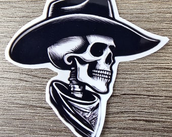 Cowboy Skeleton Sticker, Halloween Sticker