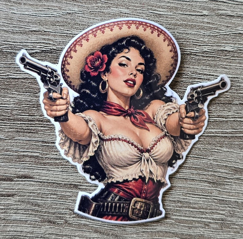Pinup Rodeo Wild West Pistolera Pinup Sticker / Decal - Etsy