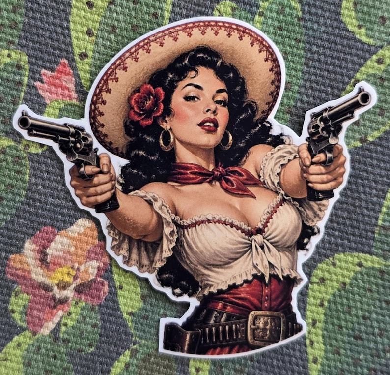 Pinup Rodeo Wild West Pistolera Pinup Sticker / Decal - Etsy
