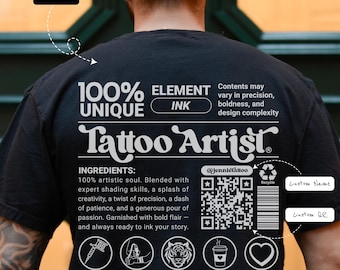 T-shirt gepersonaliseerde tattoo-artiest met QR-code