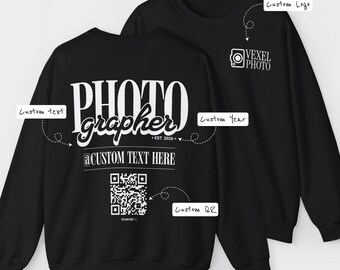 Custom Photographer Sweatshirt with Logo and QR Code