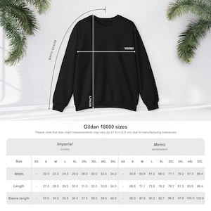 Gildan 18000 : Crewneck Sweatshirt Sizes Chart