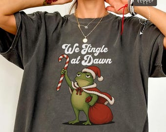 Funny Frog Christmas Shirt, We Jingle At Dawn