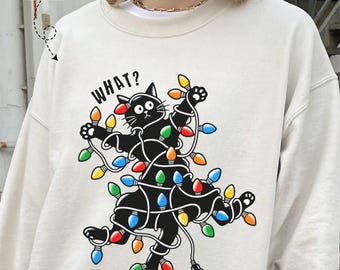 Funny Cat Christmas Sweatshirt, Cat Lover Gift