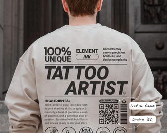 Personalisiertes Tätowierer Sweatshirt: QR Code Pullover, personalisierte Arbeitskleidung