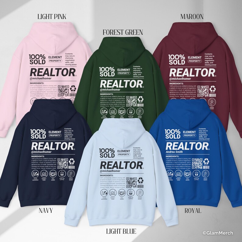 Funny Realtor Hoodie with Custom Name & QR Code, Unisex Realtor Sweatshirt, Personalized Gift for Realtor, Real Estate Agent Tee