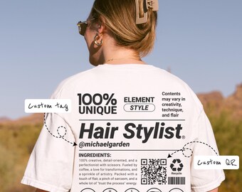Personalisierte Friseur T-Shirt mit individuellem Namen & QR Code