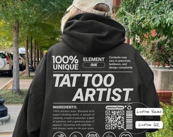Custom Tattoo Artist Hoodie: Personalized QR Code Pullover