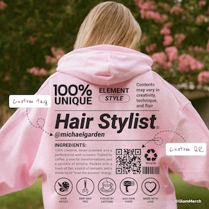 Gepersonaliseerde kappershoodie: salonpersoneelskleding met QR-code