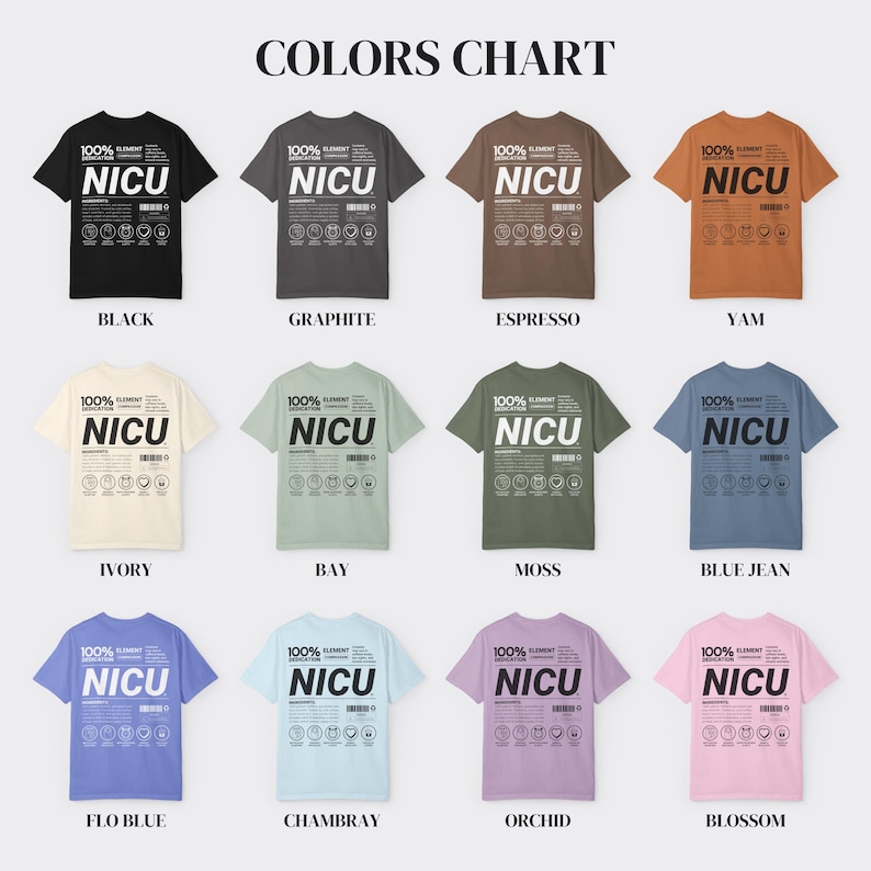 Comfort Colors 1717 :  Colors Chart