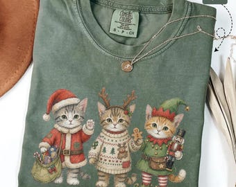 Retro Christmas Cat T-Shirt, Vintage Cat Lover Gift