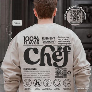 Funny Custom Chef Sweatshirt with QR Code, Personalized Culinary Gift for Baker or Pastry Chef, Foodie Kitchen Crewneck, Cooking Lover Shirt