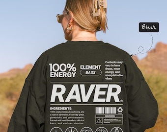 Rolig Raver-tröja, EDM-festivaltröja, neonfestoutfit, housemusik-unisex-tröja
