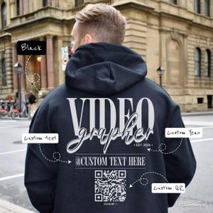 Personalisierter Videofilmer Hoodie mit QR Code, benutzerdefinierter Video Ersteller Geschäftsgeschenk