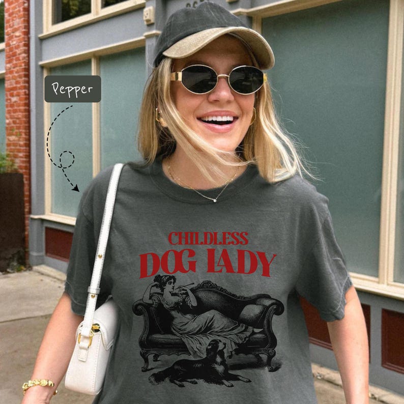 Childless Dog Lady T-Shirt: Retro Graphic Tee for Dog Moms image 4