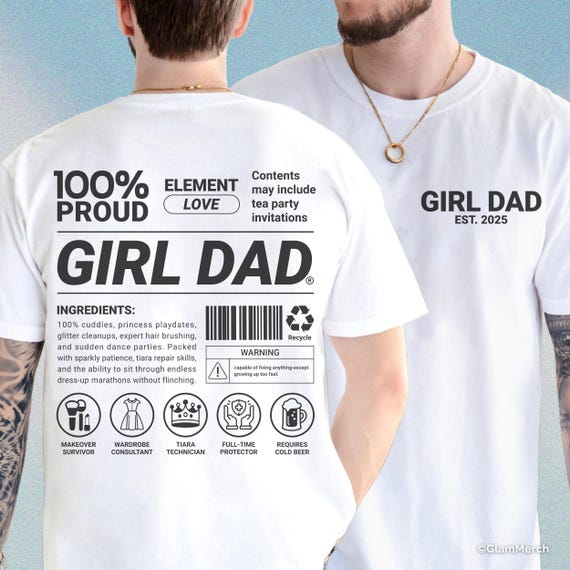 Custom Girl Dad EST Shirt, Gift for Dad, Funny Dad Shirt