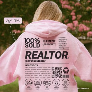 Funny Realtor Hoodie with Custom Name & QR Code, Unisex Realtor Sweatshirt, Personalized Gift for Realtor, Real Estate Agent Tee