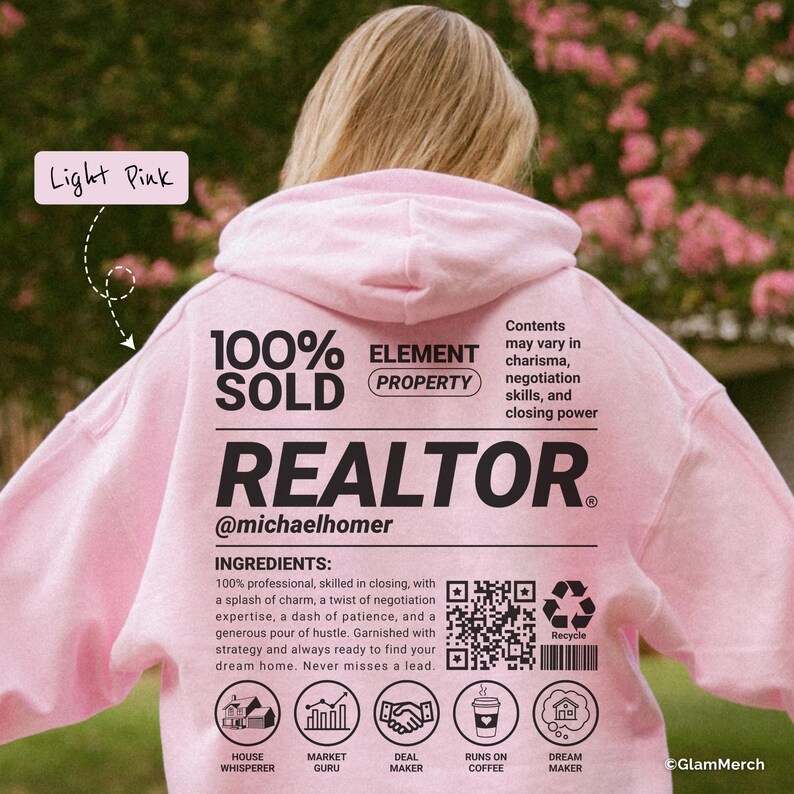 Funny Realtor Hoodie with Custom Name & QR Code, Unisex Realtor Sweatshirt, Personalized Gift for Realtor, Real Estate Agent Tee