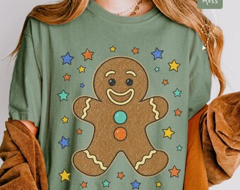 Retro Gingerbread Christmas Shirt, Vintage Groovy Holiday Tee
