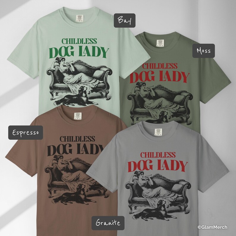 Childless Dog Lady T-Shirt: Retro Graphic Tee for Dog Moms image 6