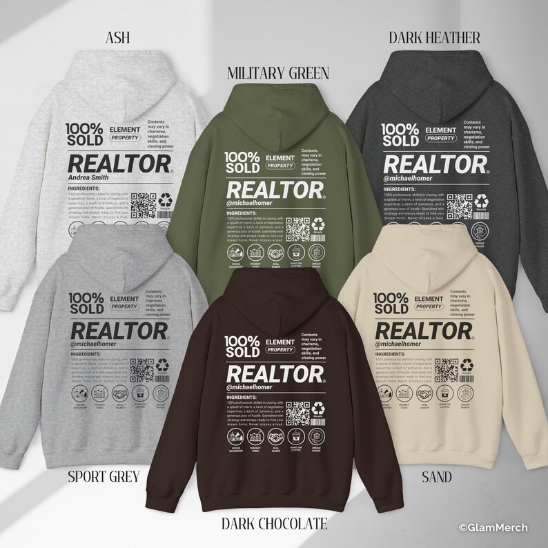 Funny Realtor Hoodie with Custom Name & QR Code, Unisex Realtor Sweatshirt, Personalized Gift for Realtor, Real Estate Agent Tee