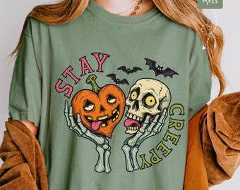 Stay Creepy Pumpkin Skeleton Shirt, Gift for Halloween
