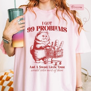 Funny Cat Unisex T-Shirt, I Got 99 Problems, Retro Cat, Cat Mom, Sarcastic Cat Meme, Funny Cat Graphic Tee, Gift for Cat Lover