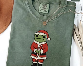 Funny Santa Frog Christmas Shirt, Holiday Gift Tee