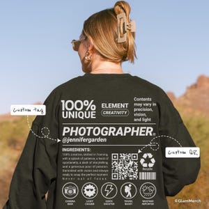 Personalized Photographer Sweatshirt with QR Code - Camera Lover Gift