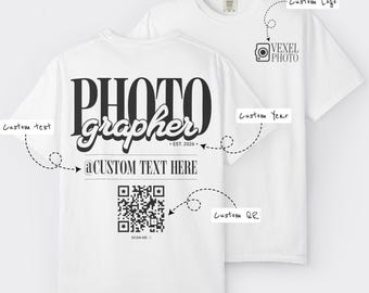 Custom Photographer T-Shirt with Logo and QR Code